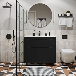 Vivon Тумба с раковиной Ostin 90 напольная черная матовая – фотография-3