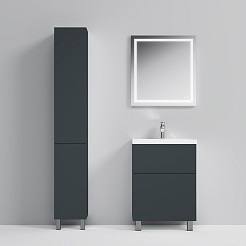 Am.Pm Мебель для ванной Gem 60 графит матовый, напольная, с 2 ящиками – фотография-11