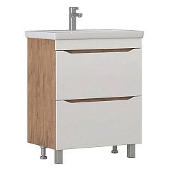 Vigo Тумба с раковиной Grani 70 напольная белая/дуб золотой – фотография-1