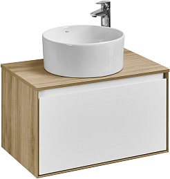 Акватон Тумба под раковину Либерти 70 белая/дуб эльвезия – фотография-4