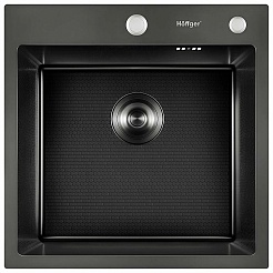 Hoffger Мойка для кухни 5050T Black декор соты – фотография-1