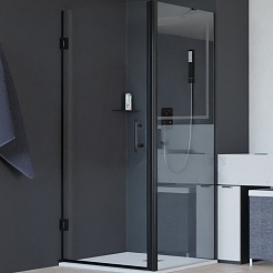 RGW Душевой уголок Hotel HO-045B (HO-011B + Z-050-2B + O-204B) 80x70 профиль черный стекло прозрачное – фотография-1