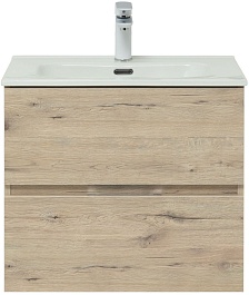 Aquanet Тумба с раковиной Алвита New 60 2 ящика подвесная дуб веллингтон белый – фотография-2