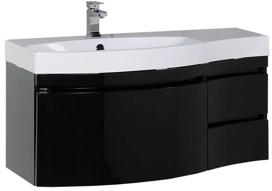 Aquanet Тумба с раковиной Опера 1-115 L с ящиком черная (169658) – фото-1