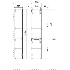 Jorno Шкаф пенал Statik 33/150 подвесной белый – фотография-4