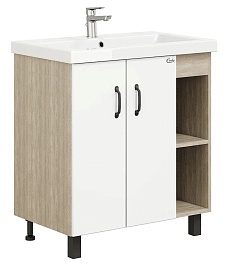 Onika Тумба с раковиной Тимбер 90 напольная белая матовая/дуб сонома правая – фотография-1