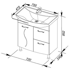 Aquanet Тумба с раковиной "Моника 75" – фотография-2