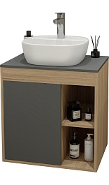 Teymi Тумба с раковиной Nura 70 дуб эврика/графит матовый T60530 раковина T50207 – фотография-1