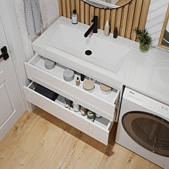 Vivon Тумба с раковиной под стиральную машину Donna 150L подвесная белый глянец – фотография-4