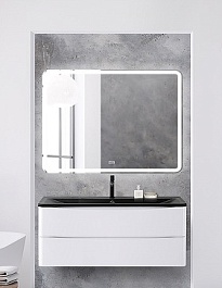 BelBagno Мебель для ванной Acqua 120 Bianco Lucido с раковиной BB1200/455-LV-ART-ALR-NERO – фотография-1