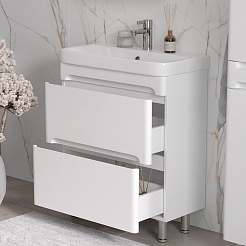 Equil Тумба с раковиной Nice 70 2 ящика напольная белая – фотография-6