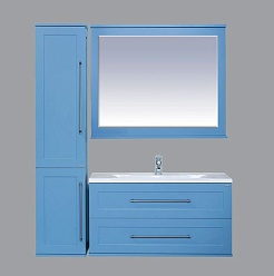 Misty Тумба с раковиной Марта 100 подвесная голубая – фотография-3