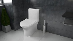 Azario Унитаз-моноблок Sente AZ-8614 безободковый с бачком с сиденьем микролифт белый – фотография-2