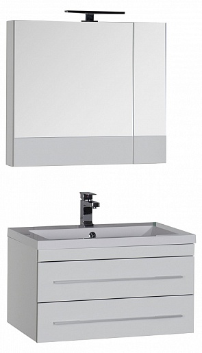 Aquanet Зеркальный шкаф "Верона 75" камерино белый – картинка-5