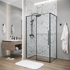 Grossman  Душевой уголок Galaxy 130x70x195 профиль черный матовый стекло прозрачное – фотография-6