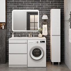 Onika Тумба с раковиной Милтон 120 L под стиральную машину белая – фотография-4