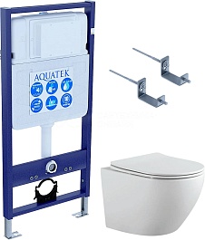 Aquatek Унитаз подвесной Европа AQ1901-00 в комплекте с инсталляцией Standard INS-0000012 и крепления KKI-0000002 – фотография-1