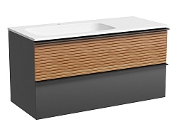 Sancos Тумба с раковиной Delta 100 L дуб красный/графит раковина Grace 101 L CN7014 – фотография-1