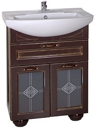 ASB-Woodline Тумба под раковину Бергамо 65 витраж орех/патина золото – фотография-1