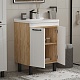Equil Тумба с раковиной Lago 70 2 ящика напольная белая/дерево – фотография-15