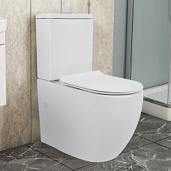 Azario Унитаз-компакт Corsa AZ-2062T безободковый с бачком с сиденьем микролифт белый – фотография-2