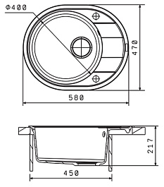 Florentina Мойка гранитная Родос 580 с крылом бежевый – фотография-2