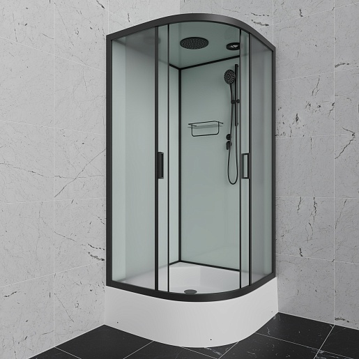 Frank Душевая кабина F409/1 М black с крышей профиль черный стекло матовое – фотография-2