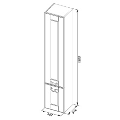 Aquanet Пенал для ванной "Рондо 35" дверцы – фотография-3