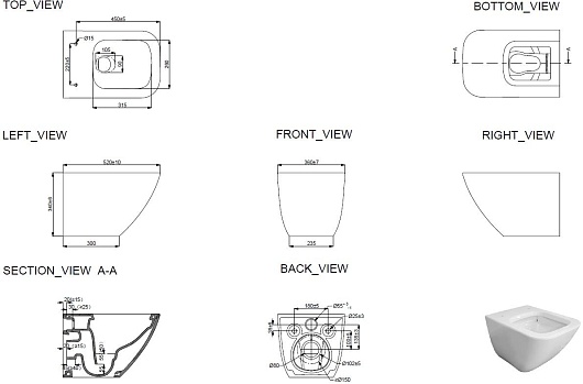 Allen Brau Унитаз подвесной Liberty 4.33011.20 белый с крышкой 4.33015.20 – картинка-11