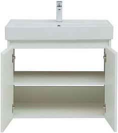 Aquanet Тумба под раковину Nova Lite 75 2 дверцы подвесная белая глянцевая – фотография-8