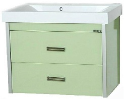 Misty Тумба для умывальника Джулия QVATRO 75 подвесная салатовый – фотография-1