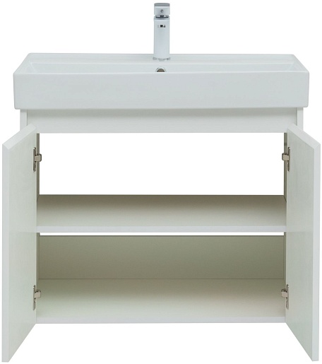Aquanet Тумба под раковину Nova Lite 75 2 дверцы подвесная белая глянцевая – фотография-8
