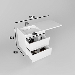 Style Line Тумба с раковиной под стиральную машину Леон 120 L подвесная Люкс Plus белая – фотография-9