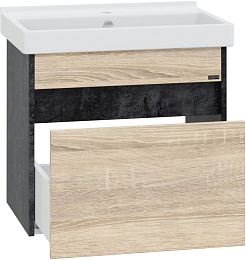 СанТа Мебель для ванной Мира 60 подвесная янтарное дерево/черная – фотография-7