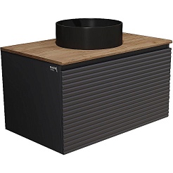 Jorno Тумба с раковиной Cossety 100 подвесная антрацит/дуб Крафт золотой – фотография-1