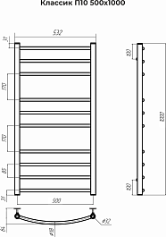Terminus Полотенцесушитель водяной Классик П10 500x1000 хром – фотография-3