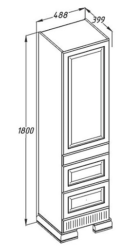 Opadiris Шкаф-пенал для ванной "Оникс L" серебряная патина – картинка-3