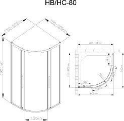 DTO  Душевой уголок HB 80 Black – фотография-5