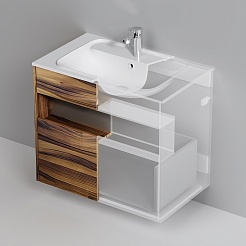 Am.Pm Тумба с раковиной Func 80 подвесная темное дерево – фотография-8