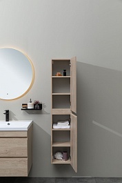 Aquanet Шкаф пенал Нота New 30 подвесной дуб светлый – фотография-9