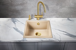 Milacio Мойка кухонная Leon 45 Cuarzo бежевая – фотография-4