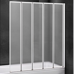 Cezares Шторка на ванну Relax RELAX-V-5-120/140-P-Bi-R 124 R профиль белый стекло матовое рифленое – фотография-1