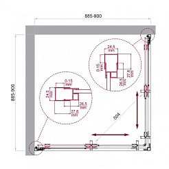 BelBagno Душевой уголок Luce 90/90 LUCE-A-2-90-P-Cr профиль хром стекло рифленое – фотография-5