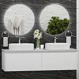 Misty Мебель для ванной Виста 150 подвесная белая матовая с белой столешницей