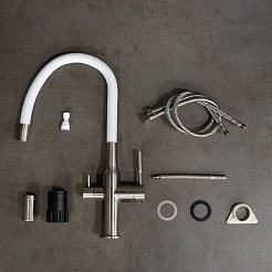 Lemark Смеситель для кухни Expert LM5083S-White белый/сталь – фотография-5