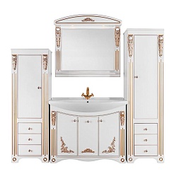 Водолей Тумба с раковиной "Кармен 105" с дверцами, белая/золото – фотография-2