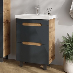 Onika Мебель для ванной Айленд 60 графит/дуб крафт – фотография-12