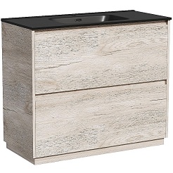 Sancos Тумба с раковиной Libra Floor 100 дуб галифакс натуральный раковина Element 101 CN7003MB – фотография-1