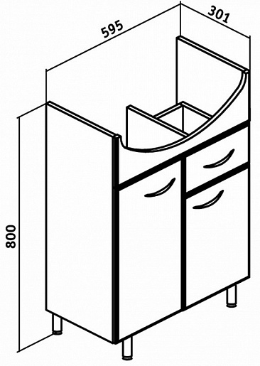 Runo Мебель для ванной Уют 60 ящик – картинка-5