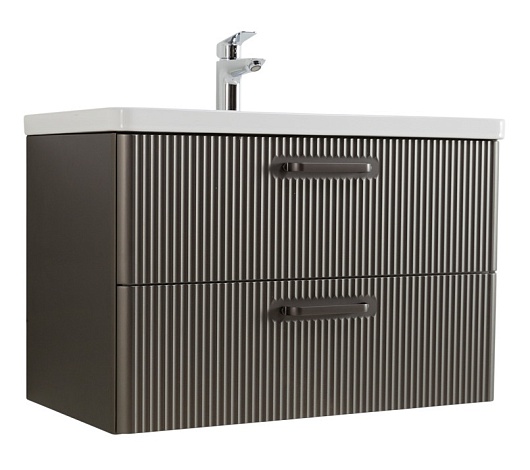 BelBagno Тумба с раковиной Due 80 подвесная Оружейная сталь ручки Матовый тёмный никель – фото-1